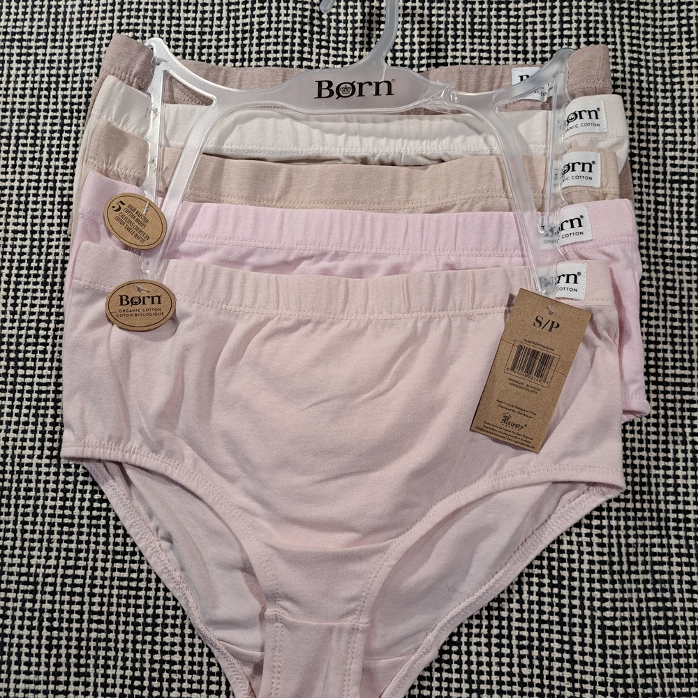 Born Women's High-Waist Organic Cotton Briefs - Pastel Multi Pack - Picture 2 of 3